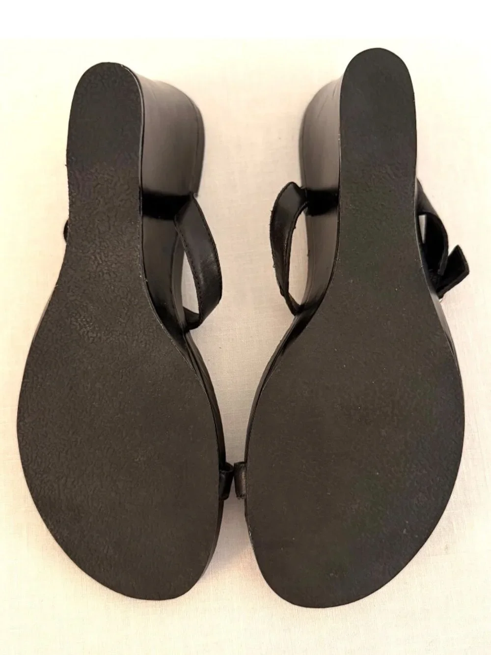 Style and Co Womens Sandals Size 8 half Elmara Black Leather Wedge Shoes